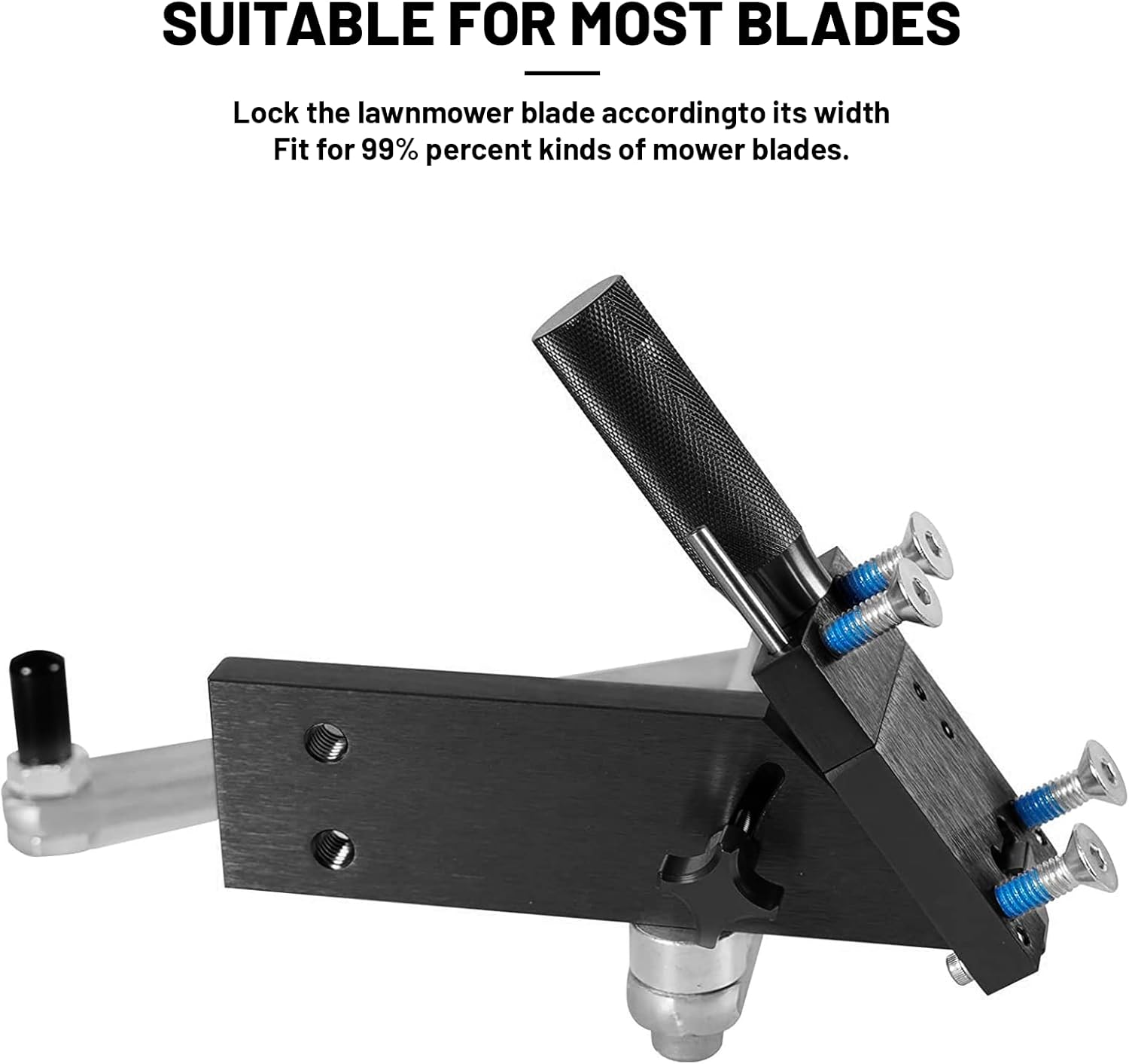 Lawn Mower Blade Sharpener Adjustable 15&deg;-45&deg; for Straight and Standard Lawnmower Blades Ergonomic Home & Commercial Sharpening Balancer Bracket (Black,5005) - Blue image number 5