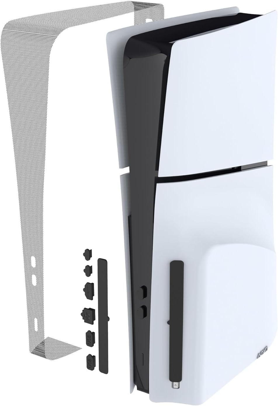 Levigo Game Console Dust Cover Net Compatible with PS5 Slim, Game Console Side Dust Proof Mesh Net Middle Strip Dust Filter for PS5 Slim Disc & Digital Edition Console image number 1