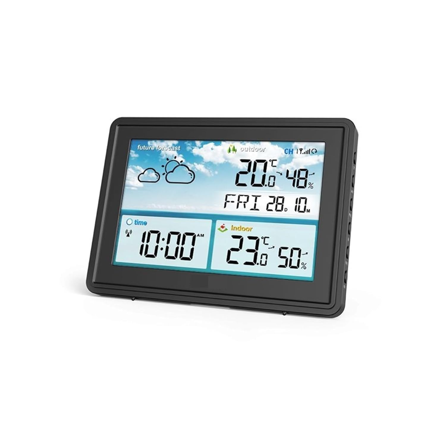 Wireless Weather Station Digital Color LCD Display Thermometer Hygrometer Trend Forecast Sensor RCC Wall Alarm Clock Backlight image number 3