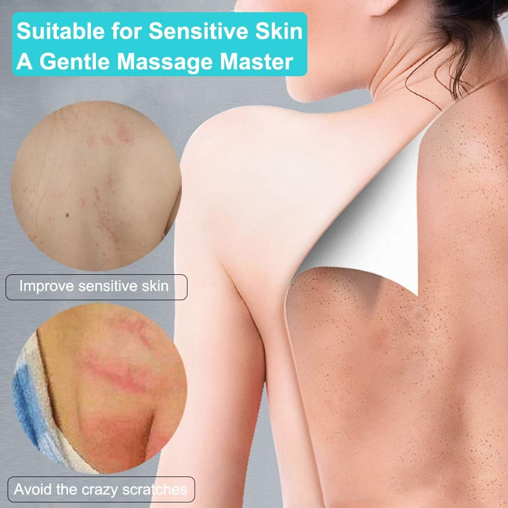 Loofah Back Scrubber for Shower for Men/Women, Natural Soft Flax Back Scrub Washer, Extra Long Back Exfoliator Cleaner for Shower Acne, Dual-Sided Bath Exfoliating Scrubber, Deep Clean&Invigorate Skin image number 3