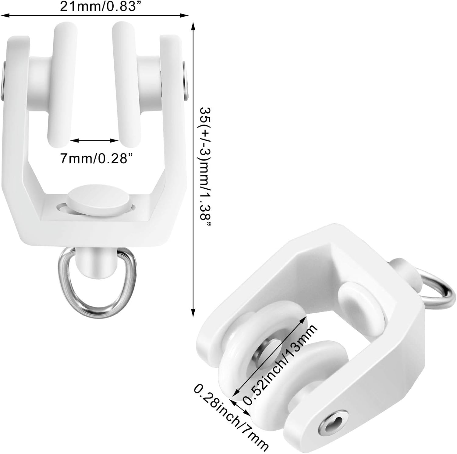 Curtain Track Rollers Ceiling Curtain Track Hooks Flexible Bendable Clips 11 Mm White Plastic Drapery Rail Gliders with Hooks for Shower Curtain Window Tracks(200 Pieces) image number 6