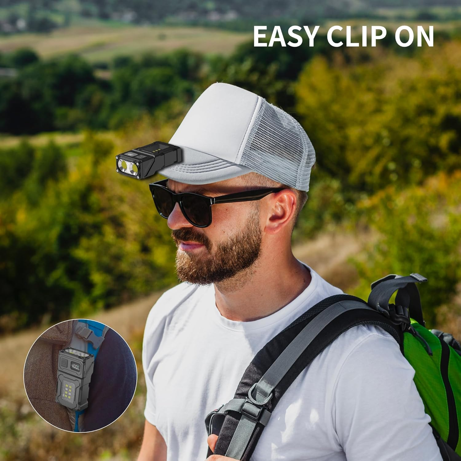 WARSUN DC08 Swivial LED Flashlight Rechargeable, 800 Lumens Mini Work Lihgt, Small EDC Flashlight Clip on with Back Clip, Magnetic Flashlight, for Emergency, Walk Dog, Working, Hiking, Camping image number 3