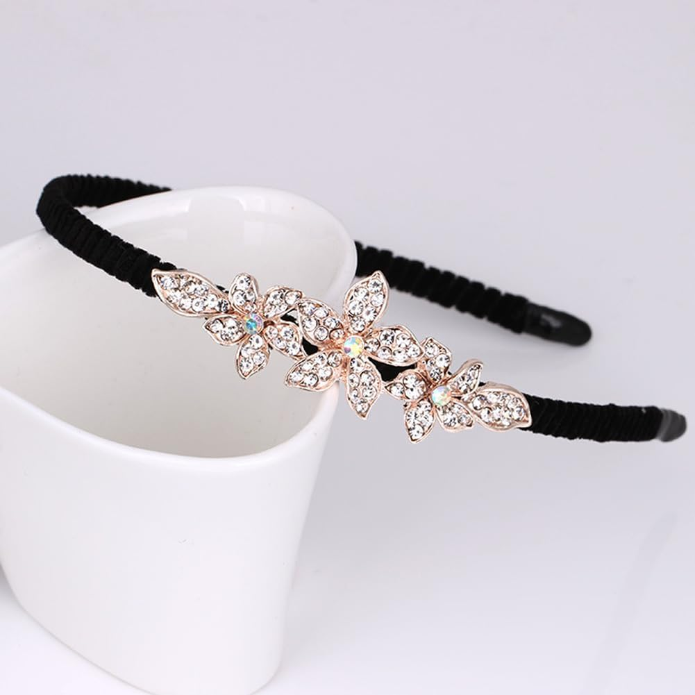 5 Styles Crystal Hair Band for Women Headbands, Fashion Hairband Flower Leaf Jewelry Rhinestone Head Hoop Cute Beaded Elegant Bling Headwear Accessory Wedding Bride image number 1