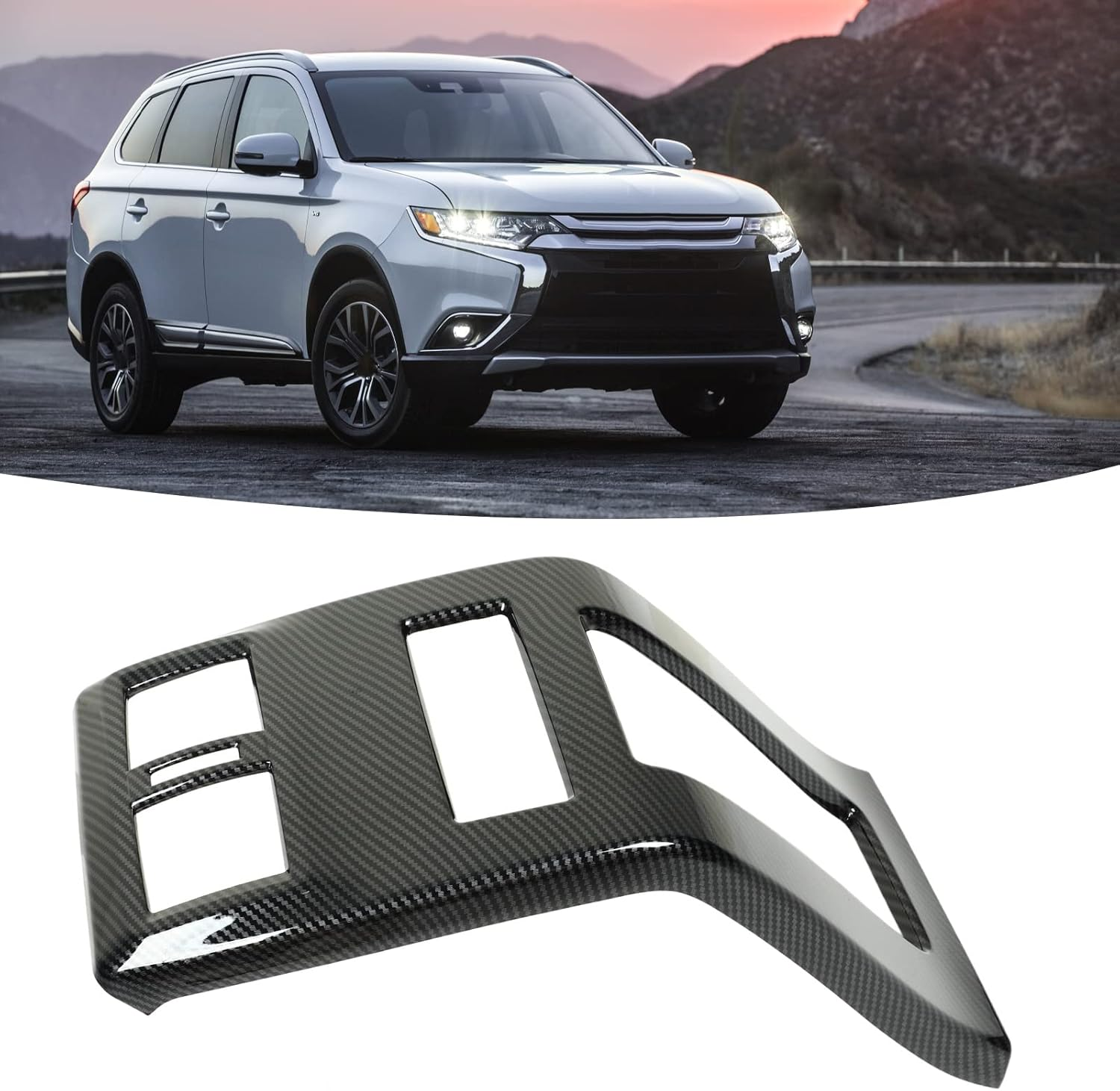 Rear Center Console Trim Cover, ABS Carbon Fiber Pattern Rear Console Air Vent Trim Simple to Install Interior Accessories Replacement for Outlander 2023 image number 5