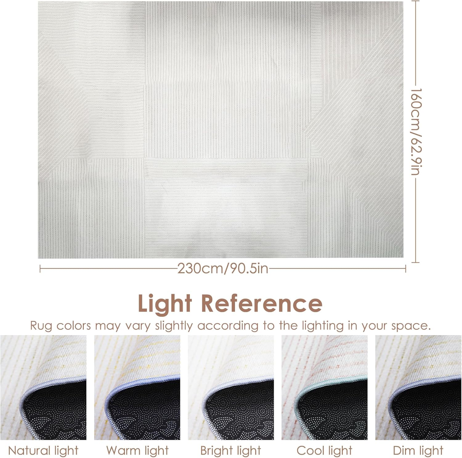 Rugs for Living Room, Bedroom Area Rugs, Geometric Stripe Carpet, Vintage Abstract Rug with Non Slip Backing, Indoor Floor Carpet for Dining Room Kitchen Home Office Decor (Color B, 160X230Cm) - Color C image number 5