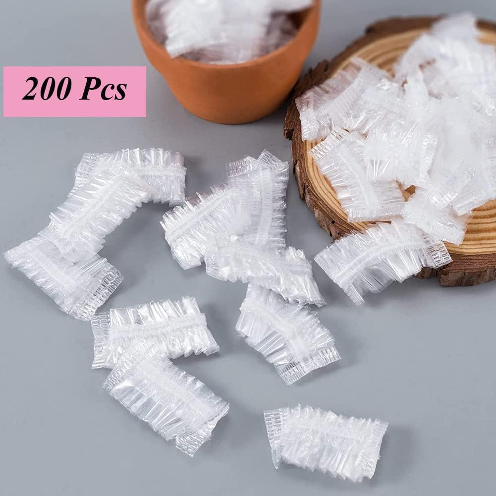 AKOAK 200 Pcs Disposable Plastic Ear Muffs Waterproof Ear Caps for Shower Ear Guards for Bath Accessories Hair Dye Shower Spa (Thick, Transparent) image number 3