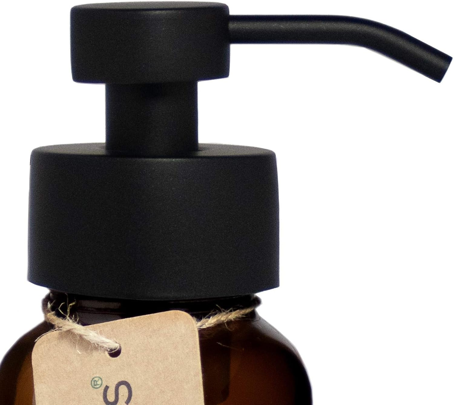 Foam Hand Wash Soap Dispenser Version 2, Amber Glass 250Ml, Mat Black Colour, Stainless Steel, Scandinavian Inspired Decor Kitchen Home image number 1