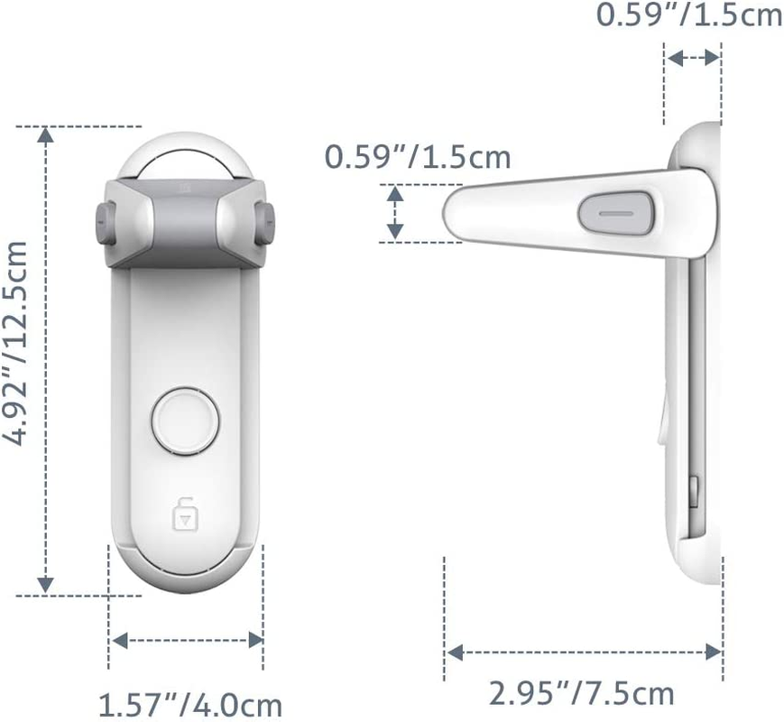 EUDEMON Childproof Door Lever Lock, Baby Safety Door Handle Lock, Easy to Install and Use Adhesive No Tools Need or Drill (White, 2 Pack)