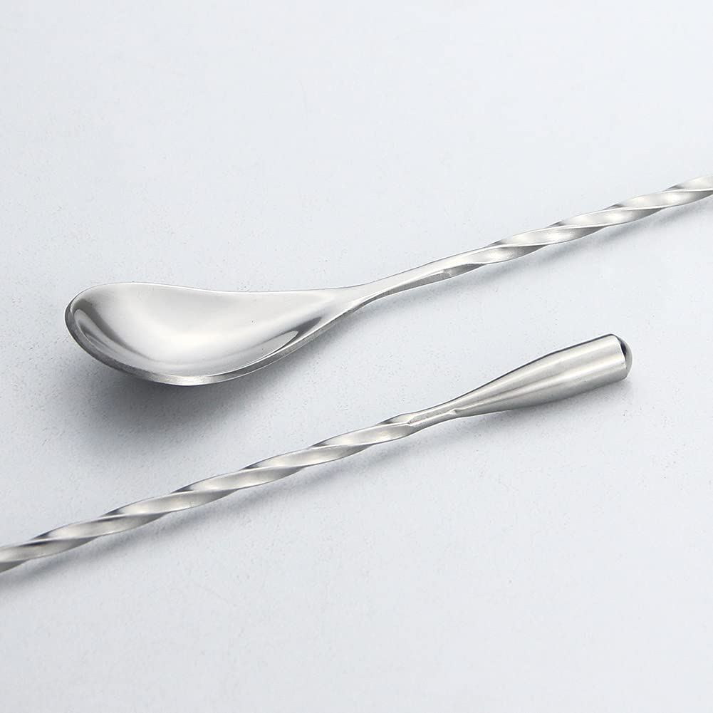 Cocktail Spoon Silver, 11.8 Inches Stirrer, Long Mixing Spoon, Stainless Steel Spiral Long Handle Cocktail Mixer Spoon for Cocktail Shakers, Tall Glasses and Pitchers - Silver image number 5