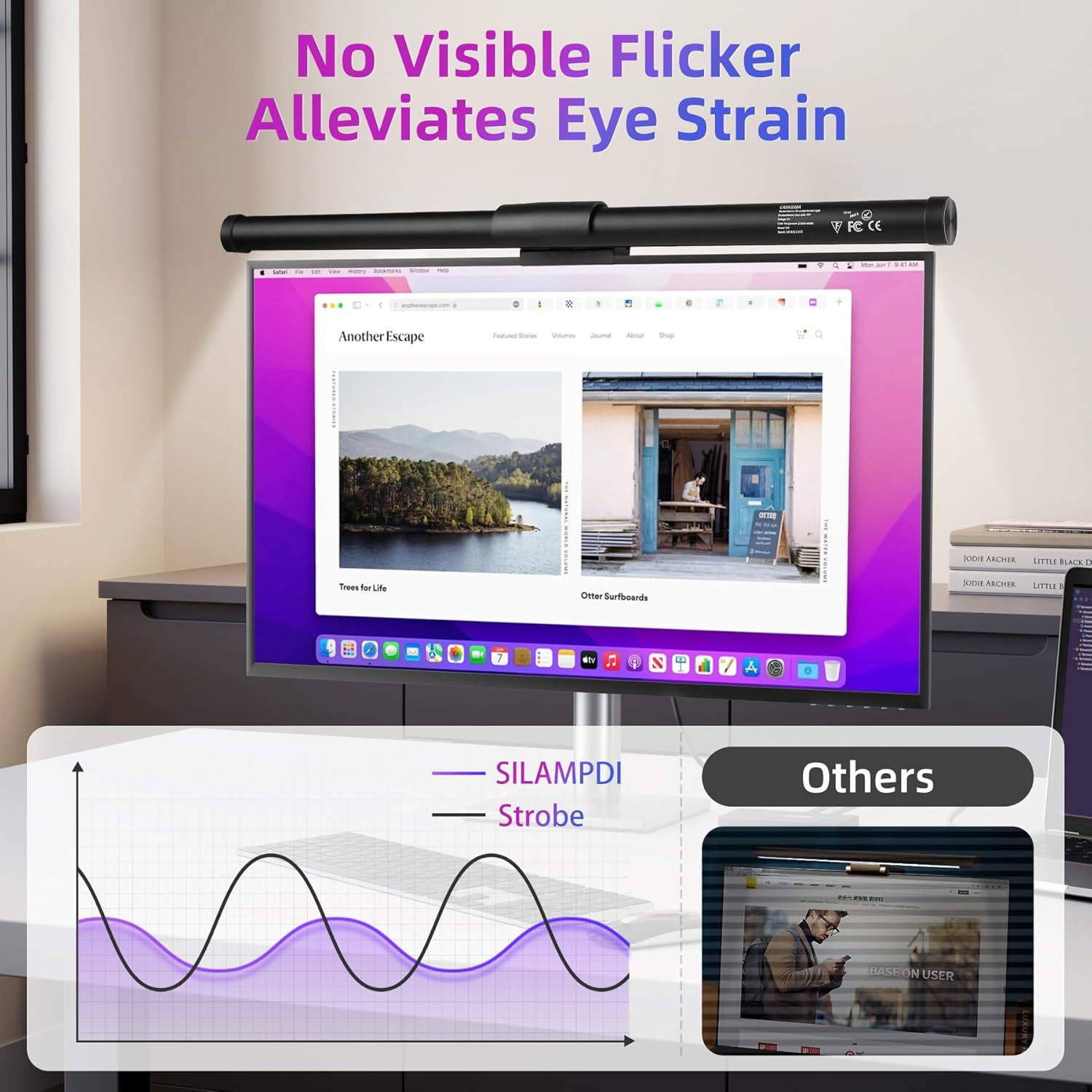 Monitor Light Bar 44CM Computer Screen Light Bar 5W RGB Mode 7 Colours USB Powered Gaming Desk Lamp3 Colour Temperature (3000K-6500K) and Brightness Adjustment for Home Indoor, Work, Study Lighting image number 1