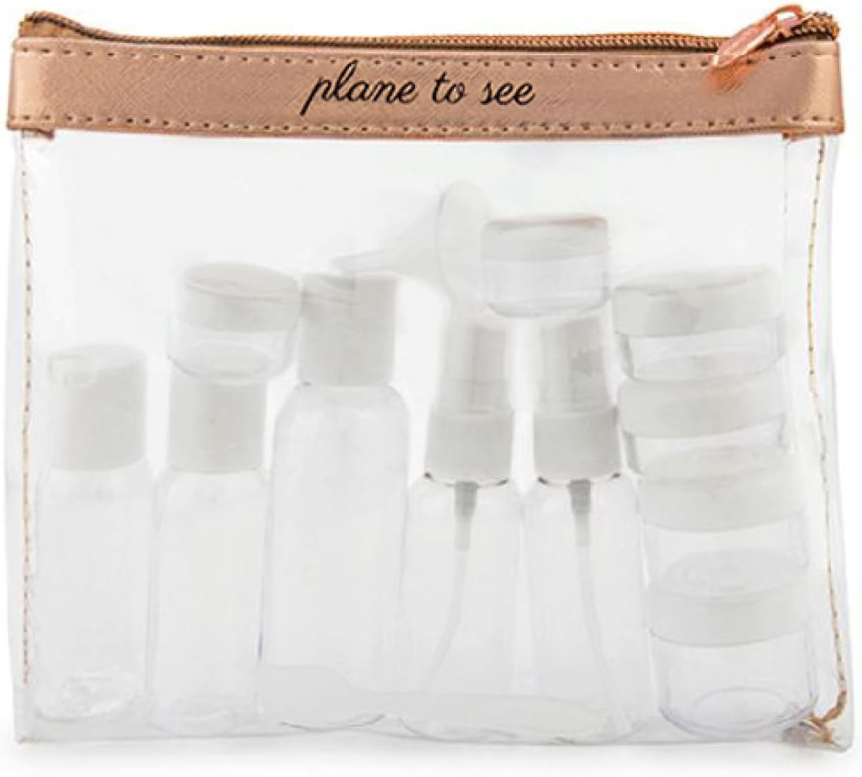 Miamica TSA Compliant Travel Bottles and Toiletry Bag Kit, 15 Piece, Rose Gold, Clear/Rose Gold, One Size, Miamica TSA Compliant Travel Bottles and Toiletry Bag Kit, 15 Piece, Rose Gold