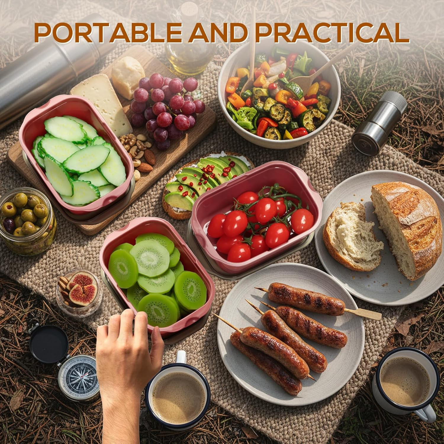 Cozary 15 Pieces Rectangular Food Storage Containers, Storage Containers Set with Lid, Airtight, Stackable, Microwave & Dishwasher Safe, Bpa-Free, for Mealprep & Organisation (Wine Red) image number 4