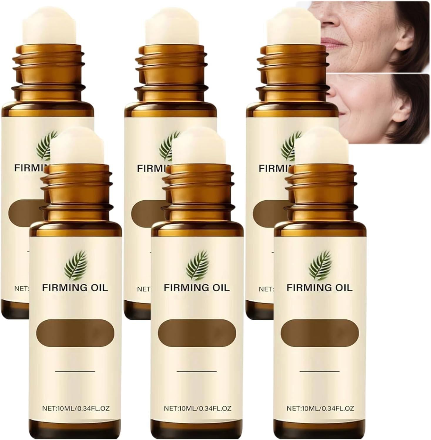 Anti-Wrinkle Instant Lifting Oil, Anti-Aging Roll-On Serum, Instant Lifting & Firming Face Oil with 360&deg; Roller Ball, Hydrating & Moisturizing Anti-Aging Treatment for for Eye, Face & Chest (6Pcs)