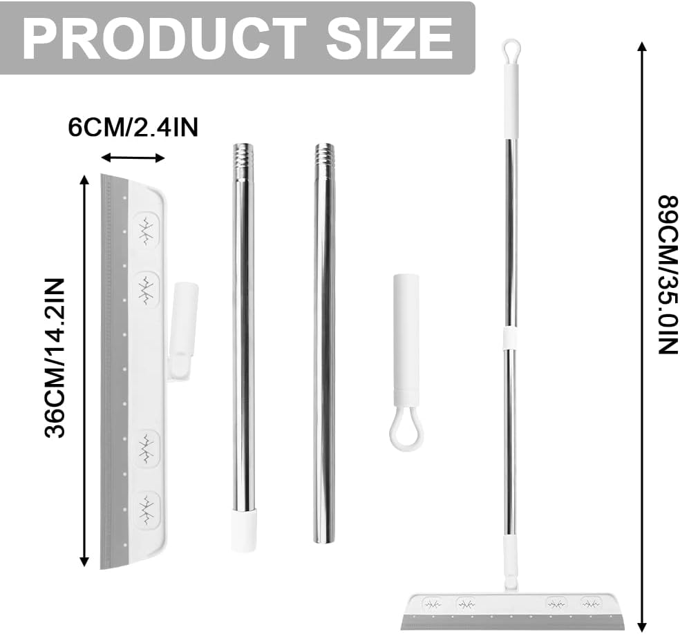 Homiliky Floor Squeegee Mop, Widen Wet Room Floor Squeegee, Quick Drying Water Broom Squeegee Floor Scrubber for Water Scraping, Dusting, Stain Removing, Window Scraping