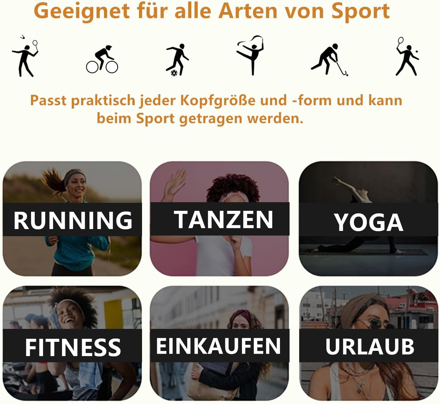 Norhogo Pack of 6 Elastic Headbands, Women'S Headband Elastic Wide Headbands, Headband Knot Sports Headwrap Headband Yoga Hair Accessories for Girls, Leopard Print, Plain image number 3