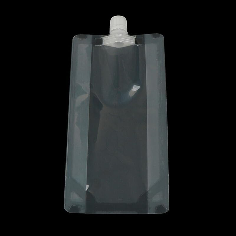 AIMALL 20-Pack Transparent 250ML Plastic Flask Pouches with Spout | Leak-Proof & Durable Beverage Bags with Caps | Ideal for Alcohol, Juices, and Liquids at Events image number 4