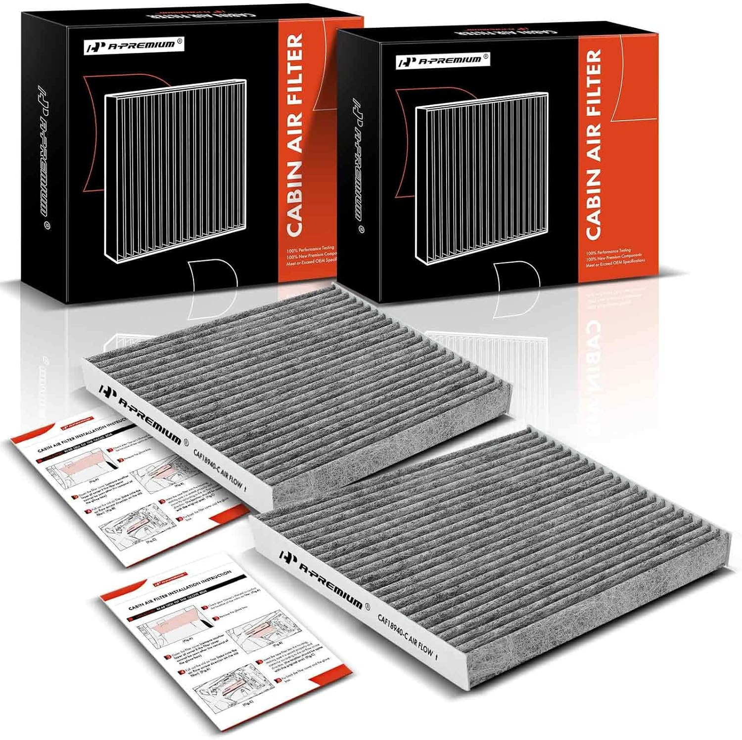 A-Premium 2-PC Cabin Air Filter with Activated Carbon Compatible with BMW F25 X3 2011-2017, F26 X4 2015-2018, 2.0L 3.0L, Replace# 64319237158 image number 2