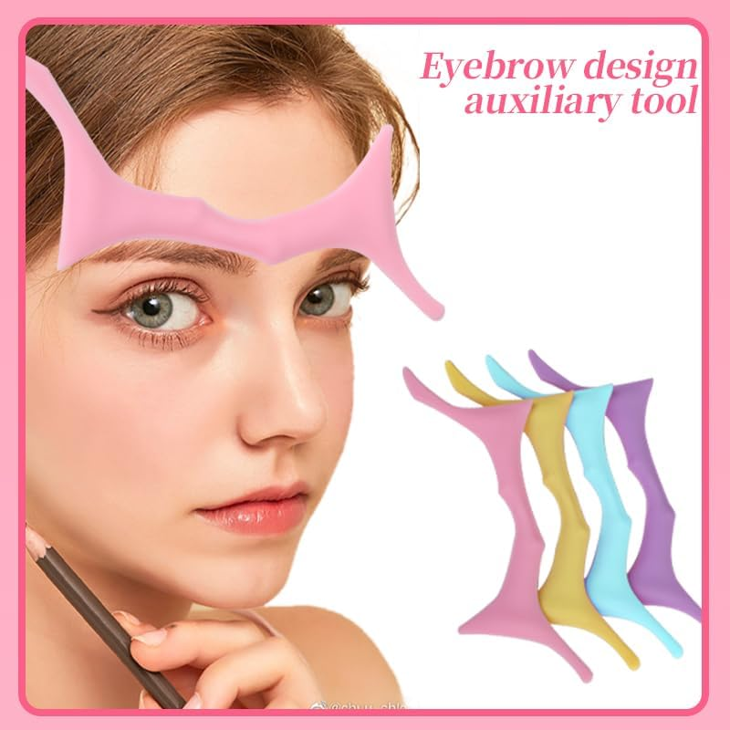Silicone Eyebrow Shaping Tool Eyeliner Stencil Makeup Eyelash Tool Soft and Smooth Versatile for Beginners and Professional Makeup Artists&hellip; (Purple) image number 3