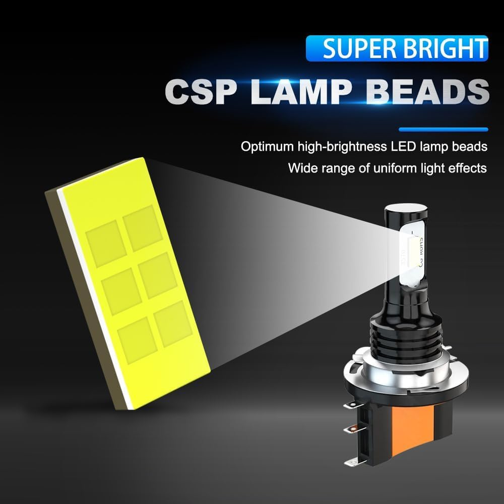 H15 LED Fog Light Bulbs, 6000K Bright Anti-Fog Lights, 3570-2SMD Chipsets Super Bright LED Bulbs Kits, Plug and Play Car LED Replacement Bulbs, Universal for Most Cars, Pack of 2 (H15) image number 6