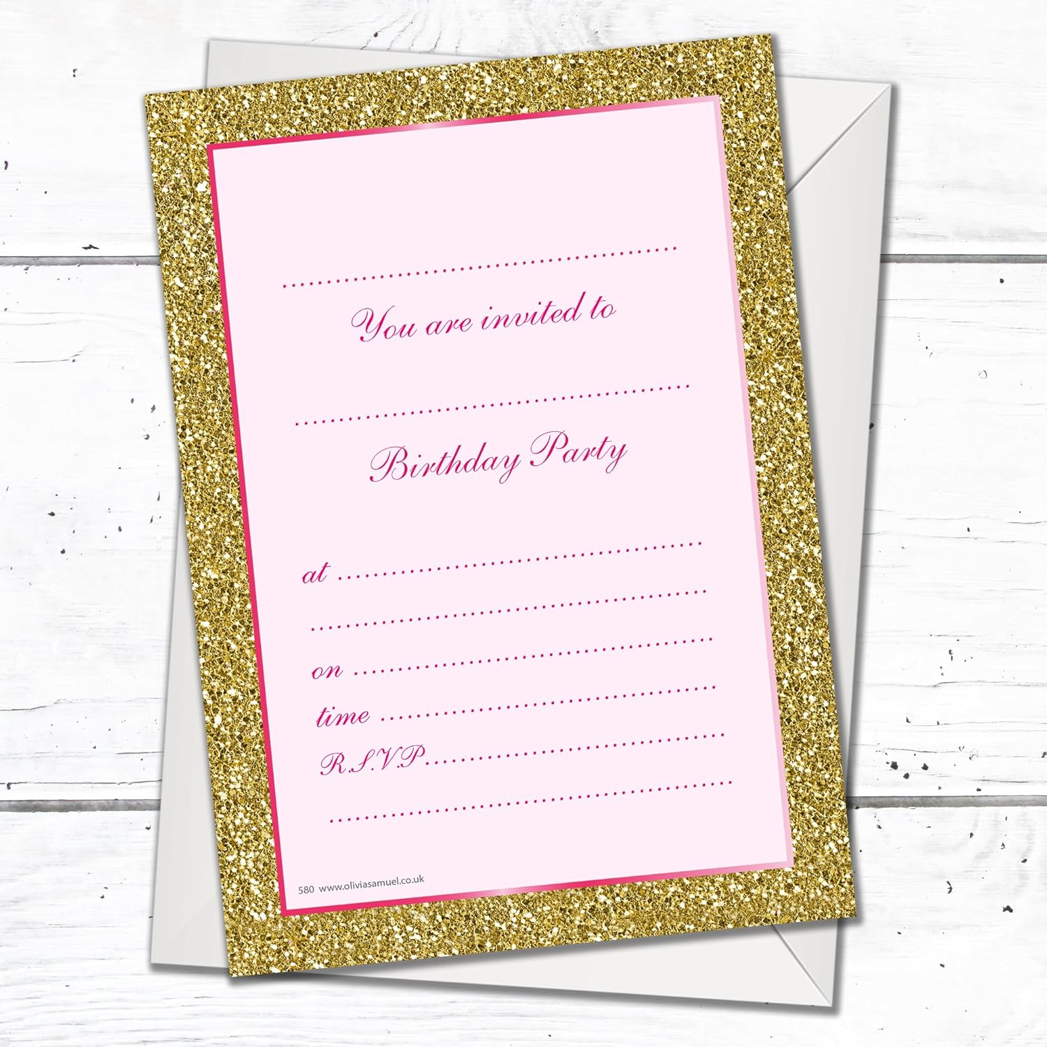 PACK 20 Ice Skating Party Invitations with Envelopes &ndash; Artistic Pink Designs &ndash; Double Sided Cards &ndash; Designed and Printed in the UK image number 5