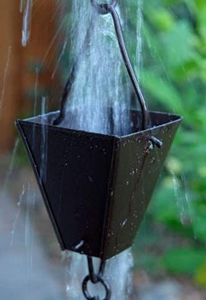 KAM Home Tapered Square Cups Rain Chain with Installation Kit (10 FEET, Brown) image number 4