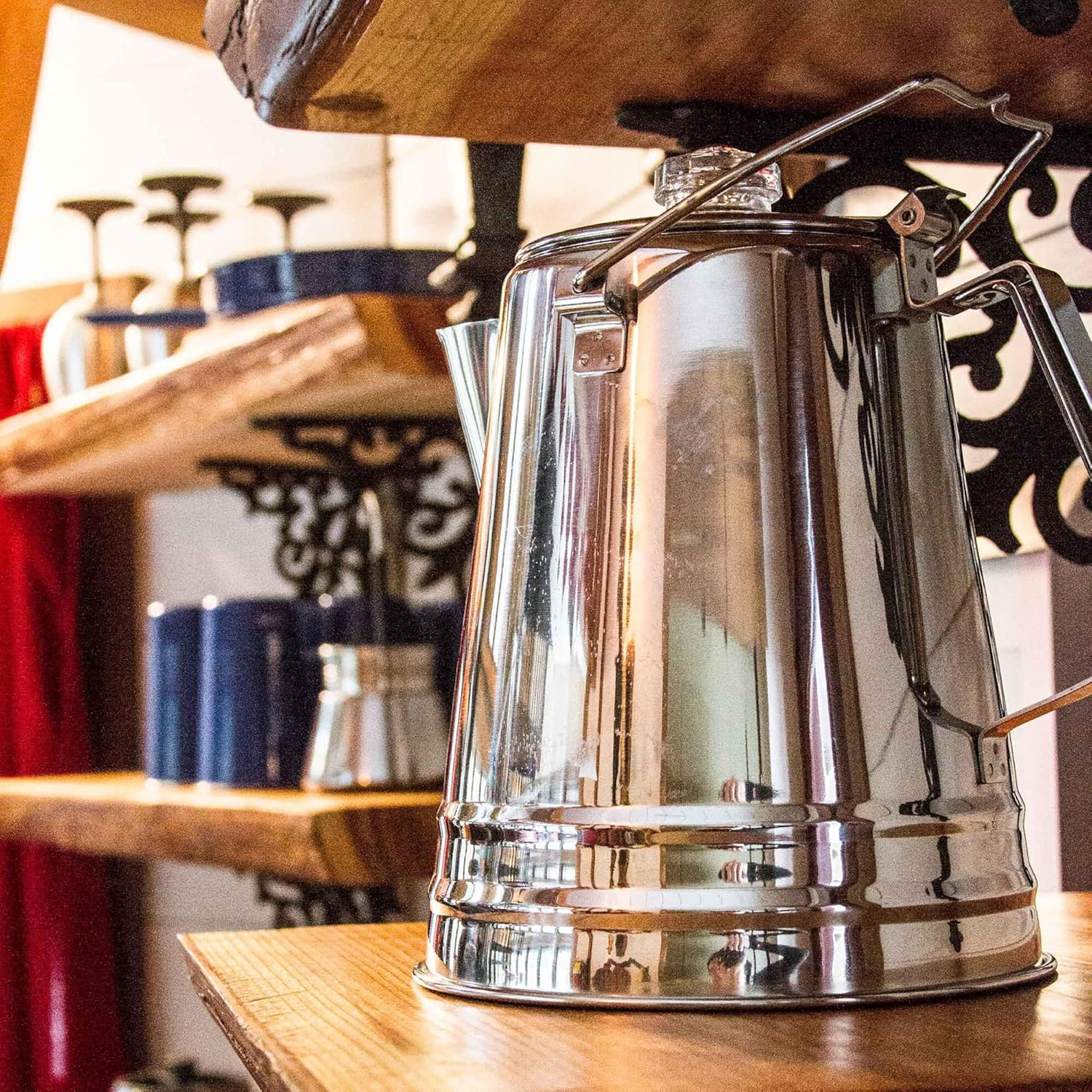 GSI Outdoors Percolator Coffee Pot I Glacier Stainless Steel Ultra-Rugged for Brewing Coffee over Stove and Fire | Ideal for Group Camping, 14 Cup image number 1