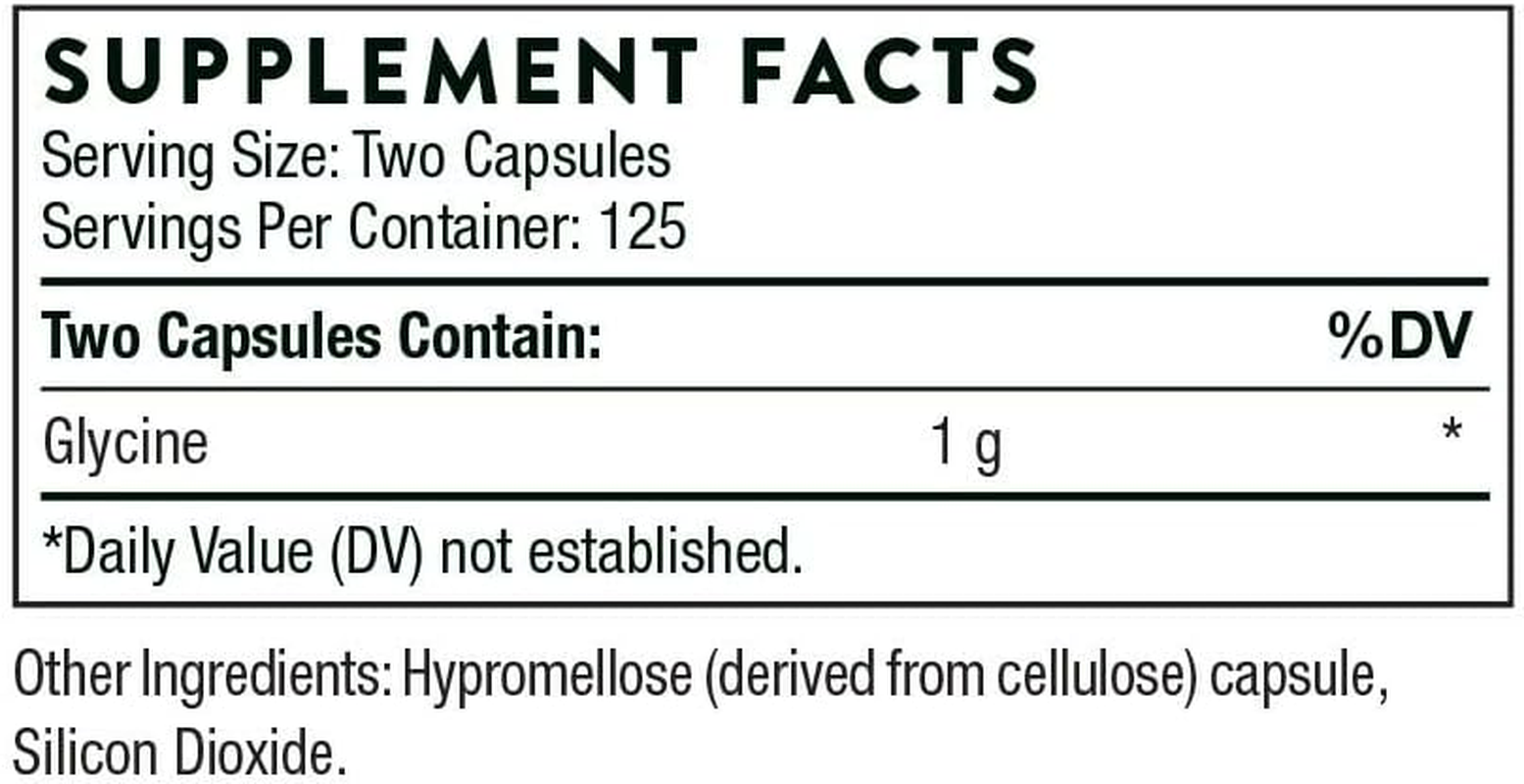 Thorne Research - Glycine - Amino Acid Support for Relaxation, Detoxification, & Muscle Function - 250 Capsules