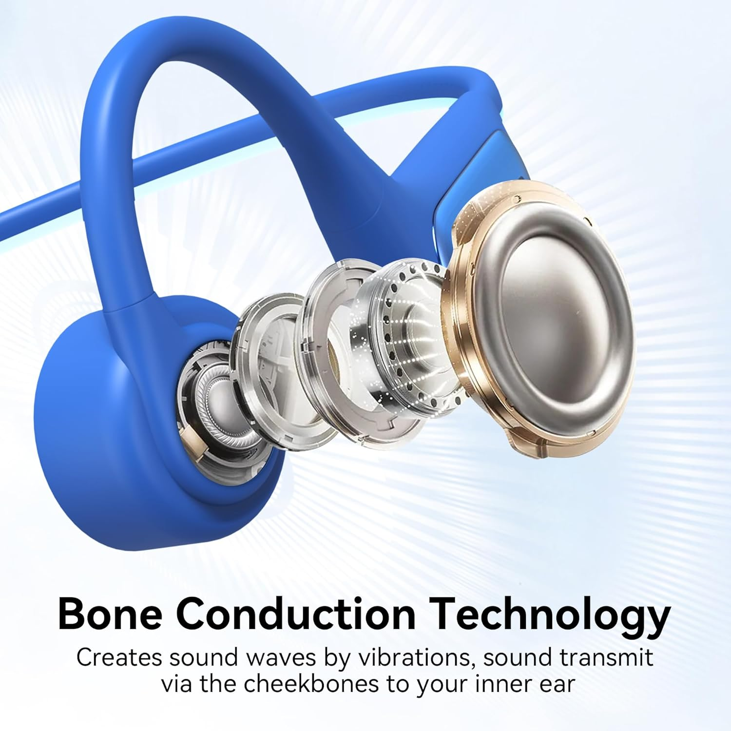 Bone Conduction Headphones-Ip68 Swimming Headphones,Bone Conduction Earbuds with MP3 Mode 32GB Memory up to 8 Hours Playtime Bluetooth 5.3 Running Headphones Secure Fit for Underwater (Light Blue) image number 2