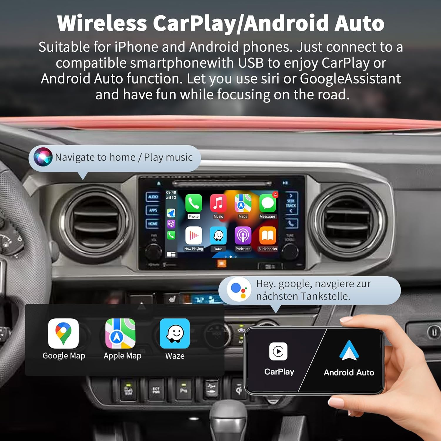 Wireless Carplay/Android Auto Adapter for Toyota with Entune2.0 & Touch2 2014-2019 New Version Retrofit Kit Decoder Fits for Tundra/Highlander/Rav4/Tacoma/Camry/Corolla/Avalon/Prius/Ch-R/Sienna/Camry image number 6