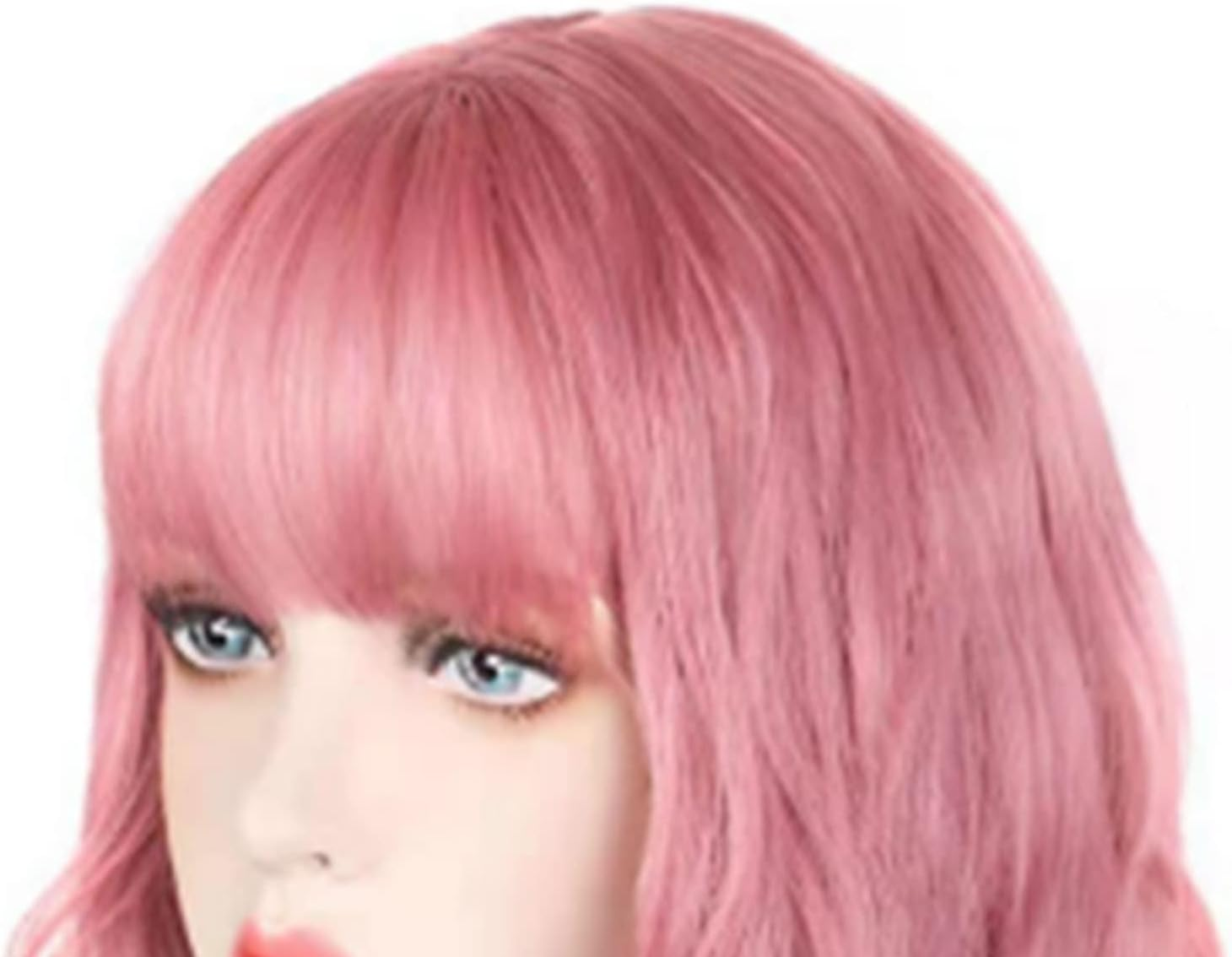 Curly Wig, Short Elegant Synthetic Fake Curly Wig with Bangs for Christmas for Women (Light Pink) image number 6