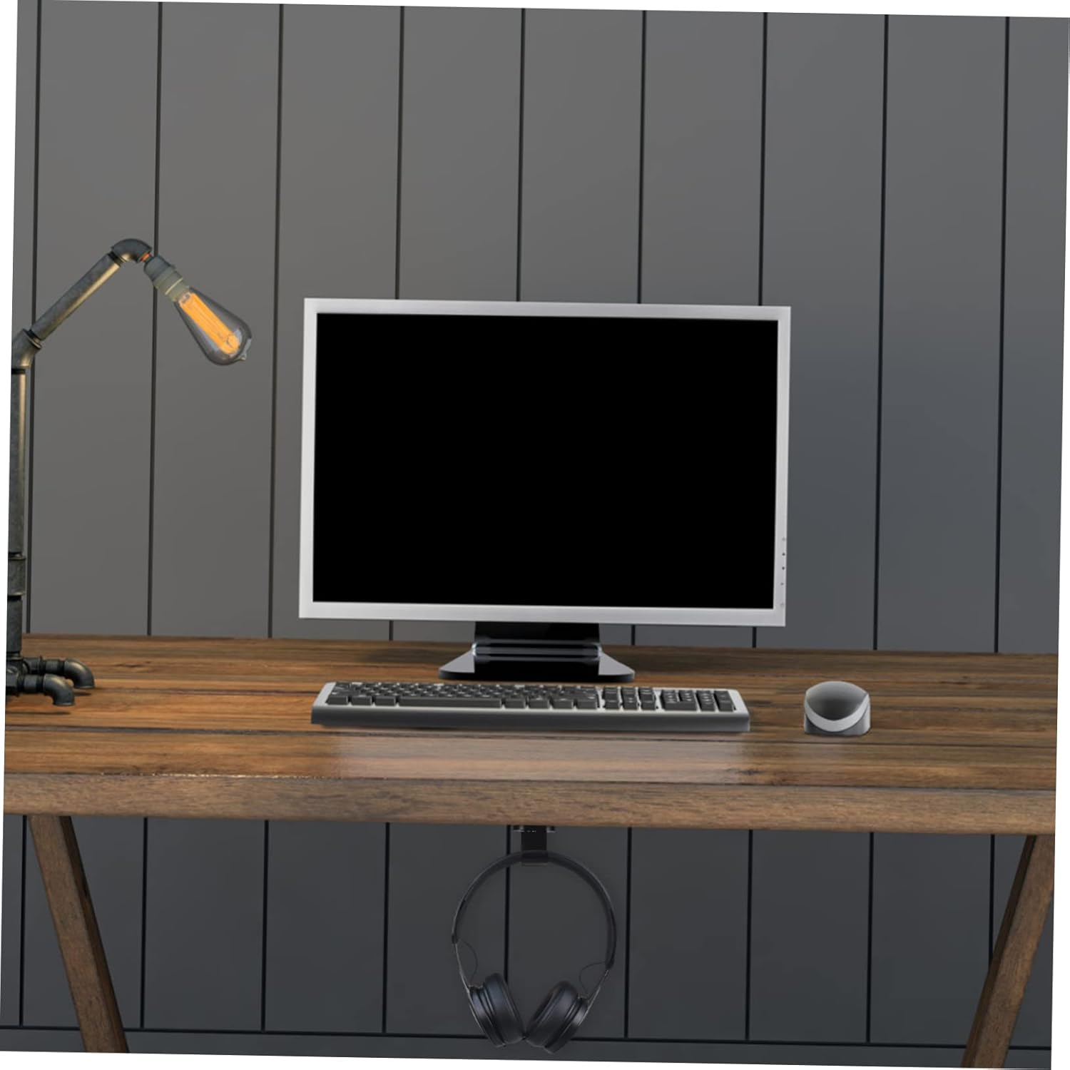 TEHAUX Dual Headphone Holder under Desk Earphone Hanger for Wireless Headsets Durable Adhesive Screw Fixing for Gaming Office Organization image number 4