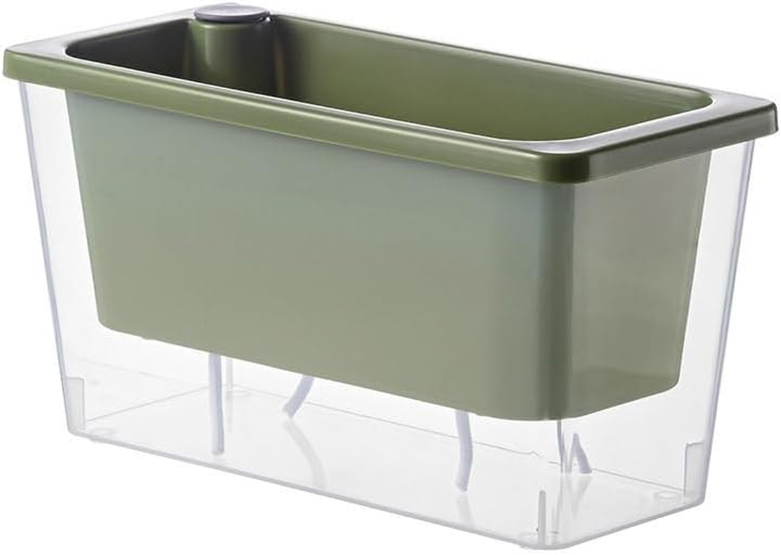 AIMALL Self-Watering Square Planter for Indoor Gardening, Balcony Vegetable Pot with Absorbent Cotton, Lazy Self-Priming Flower Pot, 10.43"X4.72"X5.5"