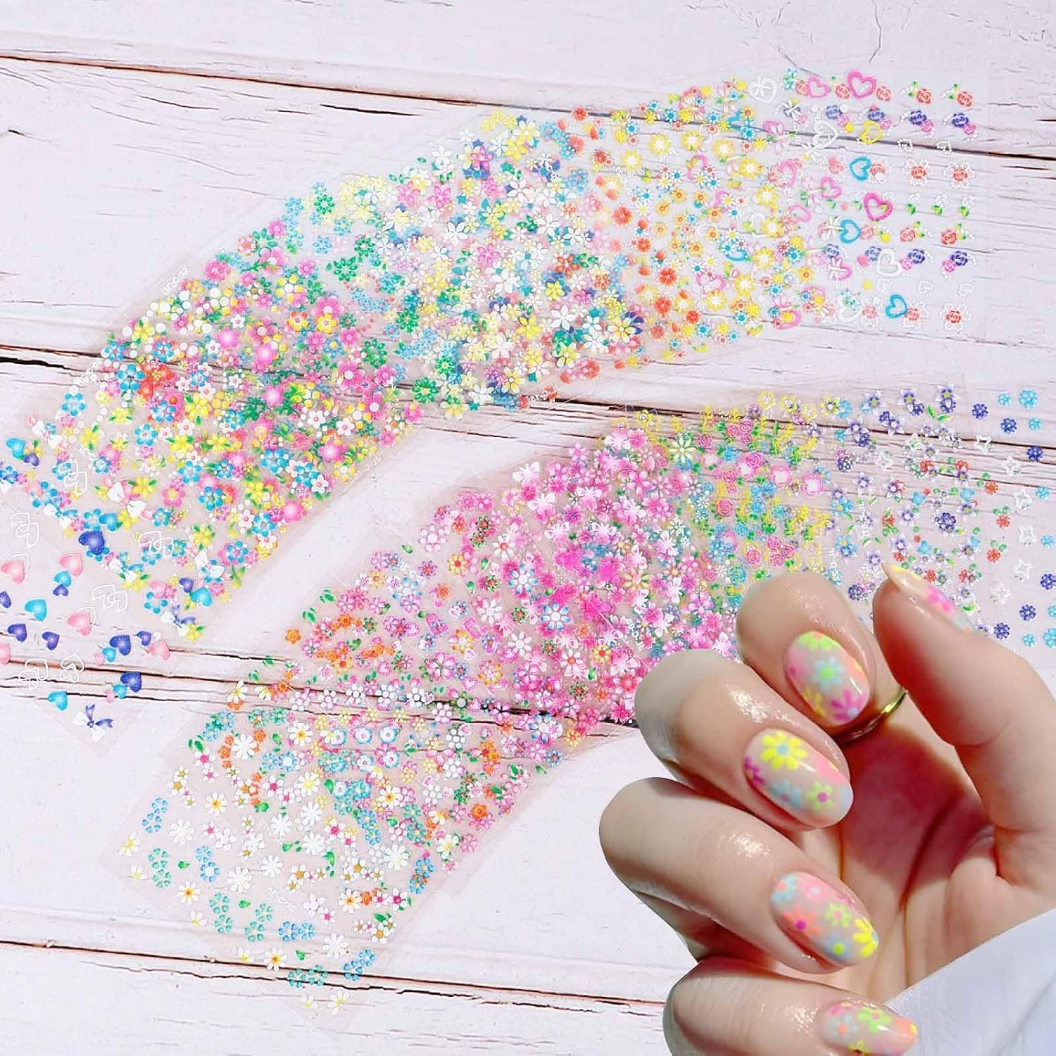 DAWNTREES Nail Stickers,1000+ Natural Materials Nail Art Stickers,For Women Girl Kids Nail Stickers Self Adhesive,Cute Nail Decals,Environmentally Diy,Flowers, Eggs, Plants,Fruit Decals