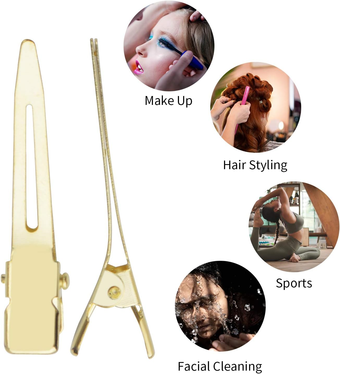 Bronagrand Hair Clips, 100Pcs 4.5Cm Single Prong Clips Gold Curl Pins Duckbill Section Clips for Hair Extensions Styling Crafting image number 2