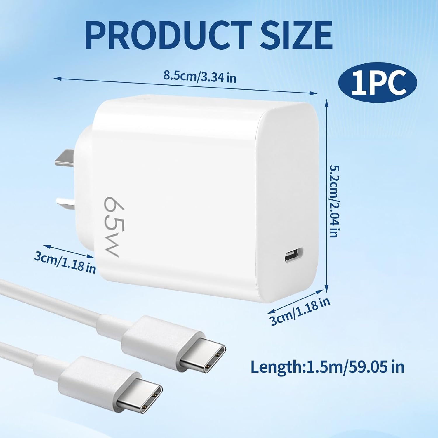 LINDIAN 65W Travel USB C Charger, Gan PD3.0 Adapter with AU Plug for Iphone 17 Pro Max/16/15, Macbook Air/Pro, HP, Dell XPS, Ipad, Galaxy S25 Ultra(Pps 45W) Pixel 10/9, Switch image number 5