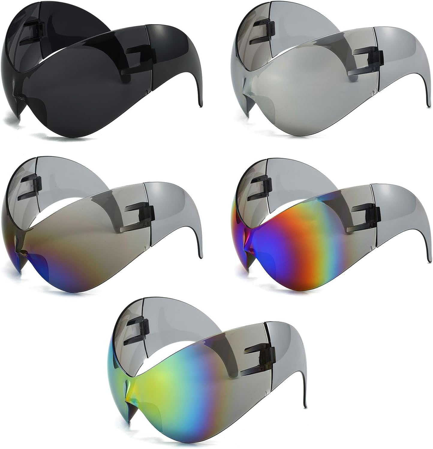 LJCZKA Rimless Oversized Wrap around Sunglasses for Women Men, Futuristic Sunglasses Y2K Fashion Eye Glasses Trendy Shades UV400