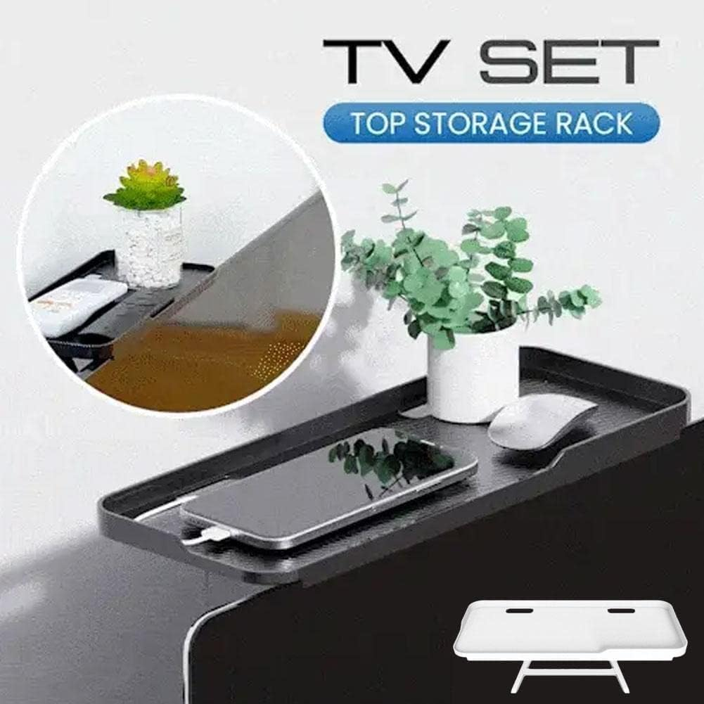 Bodur Top TV Monitor Shelf - Multifunctional Headboard Cable Box Holder , Ideal for behind Computer, DVD Player and Television Screen Stand Mount with Shelves & Shield Pro Attachment