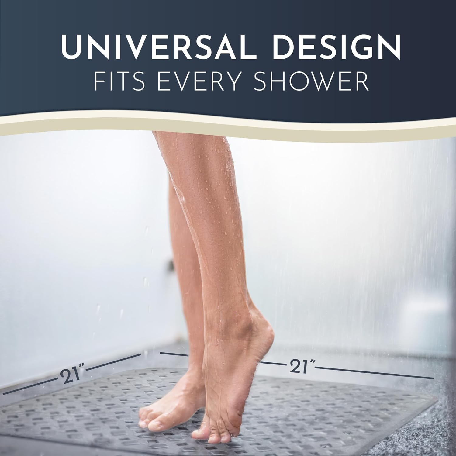 Shower Mat Non-Slip anti Mould: 53 * 53 Cm Square Shower Mats for inside Shower Non Slip Bath Mats with Suction Cups for Kids Elderly, Machine Washable, Quick Drying image number 1