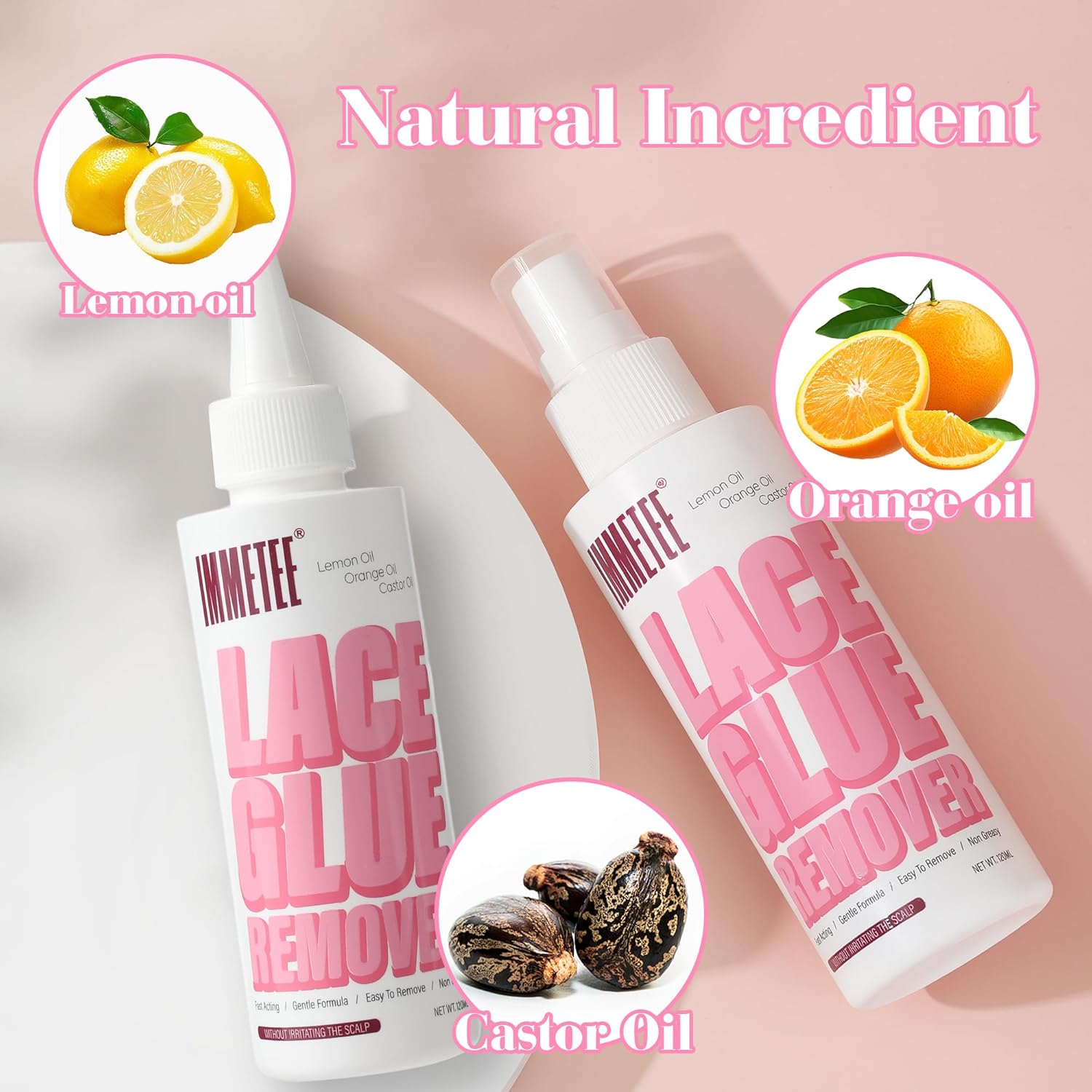 Immetee Tape in Extension Remover Spray, Fast Acting Hair Extensions Wig Glue Remover, Tape in Remover 4Oz/120Ml image number 1