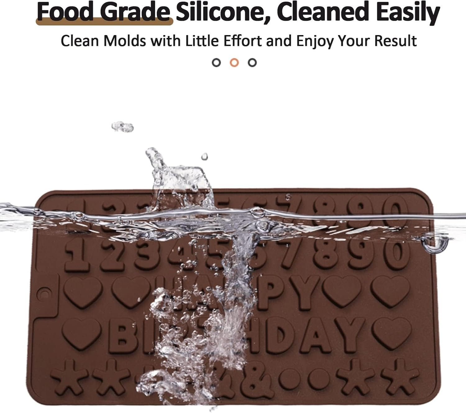 4 PCS Silicone Chocolate Molds, Silicone Letter Molds and Number Chocolate Mold with Happy Birthday Cake Decorations Symbols, Candy & Chocolate Molds for Cookie Ice Candy (4 Letter Molds) image number 1