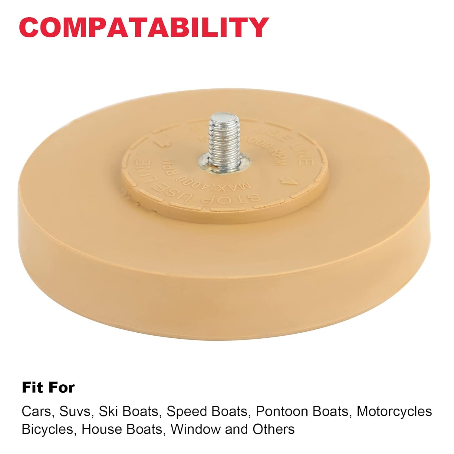 Rubber Eraser Wheel,Decal Remover Eraser Wheel - 4 Inch Pad with Drill Adapter - Adhesive Remover Tool,Removes Vinyl Decals,Stripes,Stickers,Tape,Emblems,Cars Trucks Rv'S Signs and More image number 3