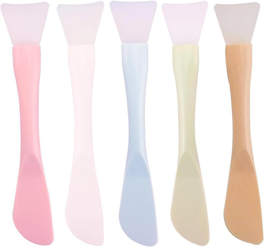 Double-End Silicone Facial Mask Brush, 5Pcs Face Mask Brushes Makeup Spatula Applicator Skincare Brushes, Silicone Double-End Face Mask Brush Facial Mud Mask Brush for Women image number 5