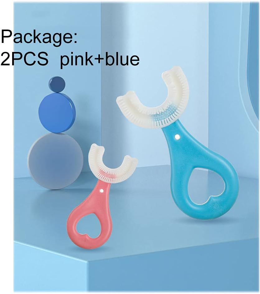 Claiol 2 Pcs U-Shaped Kids Toothbrush, Premium Soft Manual Training Toothbrush for Kids 2-6 Years Old. (Blue+Pink) image number 5
