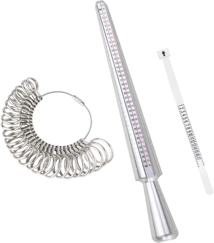 Ring Sizer Measuring Tool Set, Plastic Ring Mandrel & Metal Ring Sizer Finger Gauges, US Size European Size Ring Stick for Jewelry Making Measuring image number 3