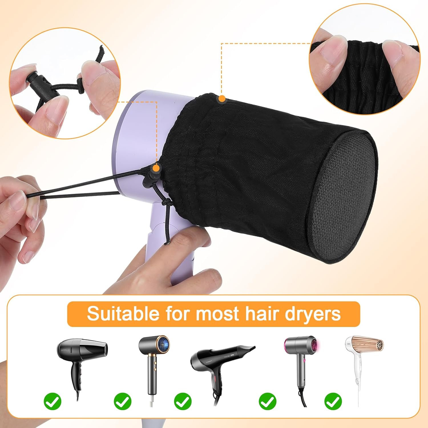 Hair Dryer Diffuser Sock, Portable Foldable Attachment for Curly Wavy Hair, Fits Most Standard Blow Dryers, Heat Protection Cap, Foldable Travel Diffuser Sock with Elastic Band image number 1