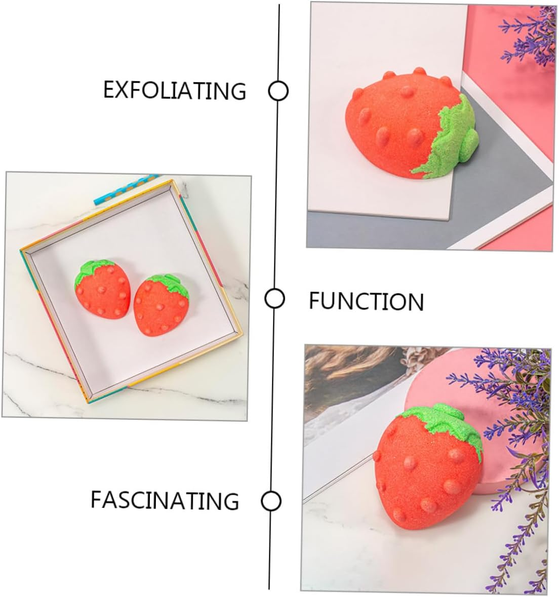 4Pcs Strawberry Shaped Bath Salt Natural Sea for Boys and Girls Moisturizing Gentle Exfoliation for Smooth Skin