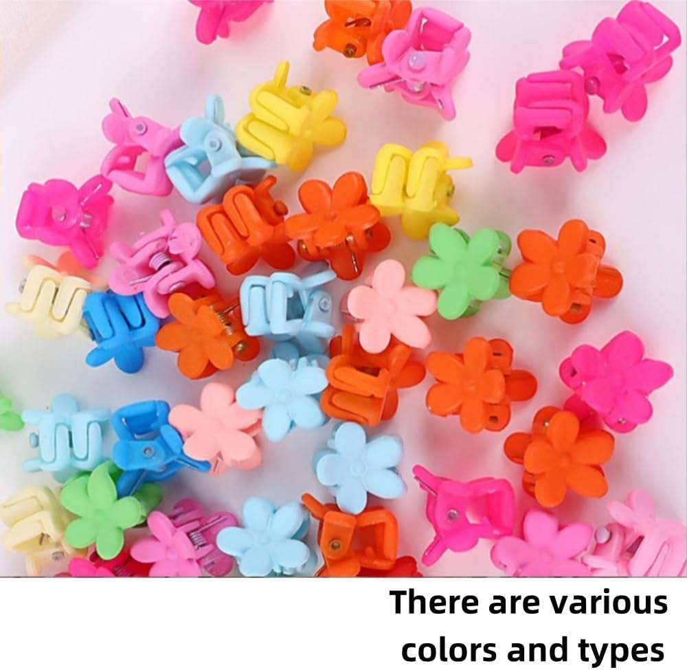 Jindizi 100 Pcs Baby Hair Clips, Mini Flower Hair Clips, Cute Baby Hair Accessories, Multicolor, Floral, Plastic, Claw, All Hair Types, Unisex, Girls and Women, 1 Count (Pack of 100), Baby, Adults image number 2