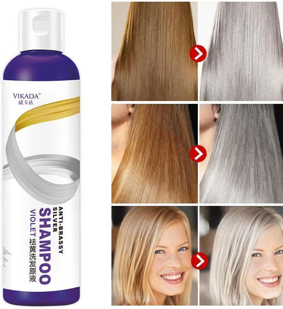 275Ml Shampoo Hair Dye Yellow Removing Linen Gray Silver Color Lock Shampoo Color Protecting for Silver Blonde Bleached Gray 2PCS image number 6