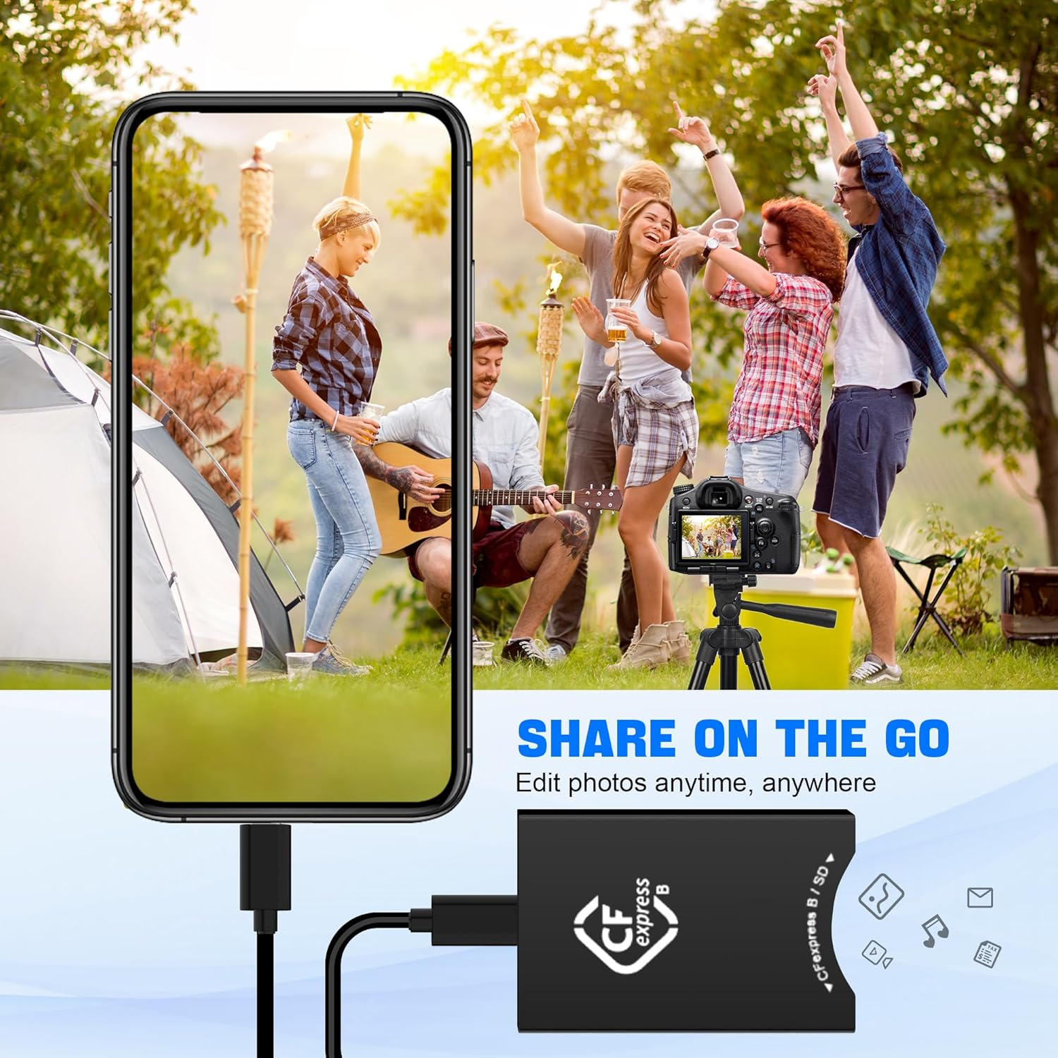 Cfexpress Type B USB3.2 GEN 2 10Gbps Card Reader, Dual Slot Portable Cfexpress Type B/SD Memory Card Adapter with USB A/USB C Connectors, Camera Card Reader Compatible with Windows/Mac Os/Linux image number 6