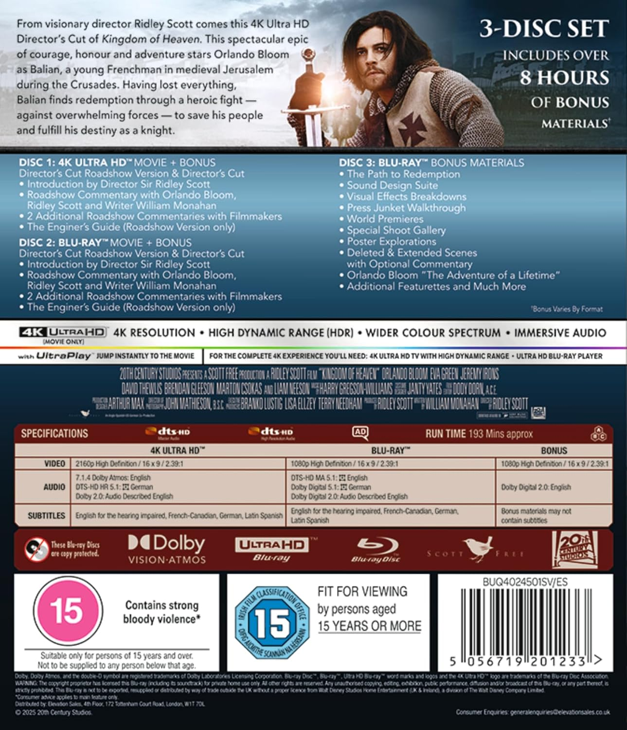 Kingdom of Heaven UHD/BD [Blu-Ray] [Region a & B & C] image number 2